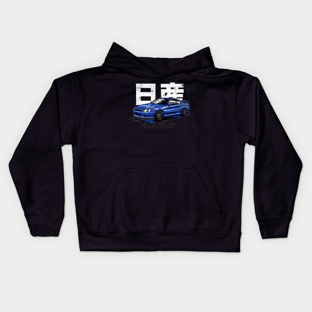 Nissan Skyline R34 GTR Kids Hoodie by idrdesign